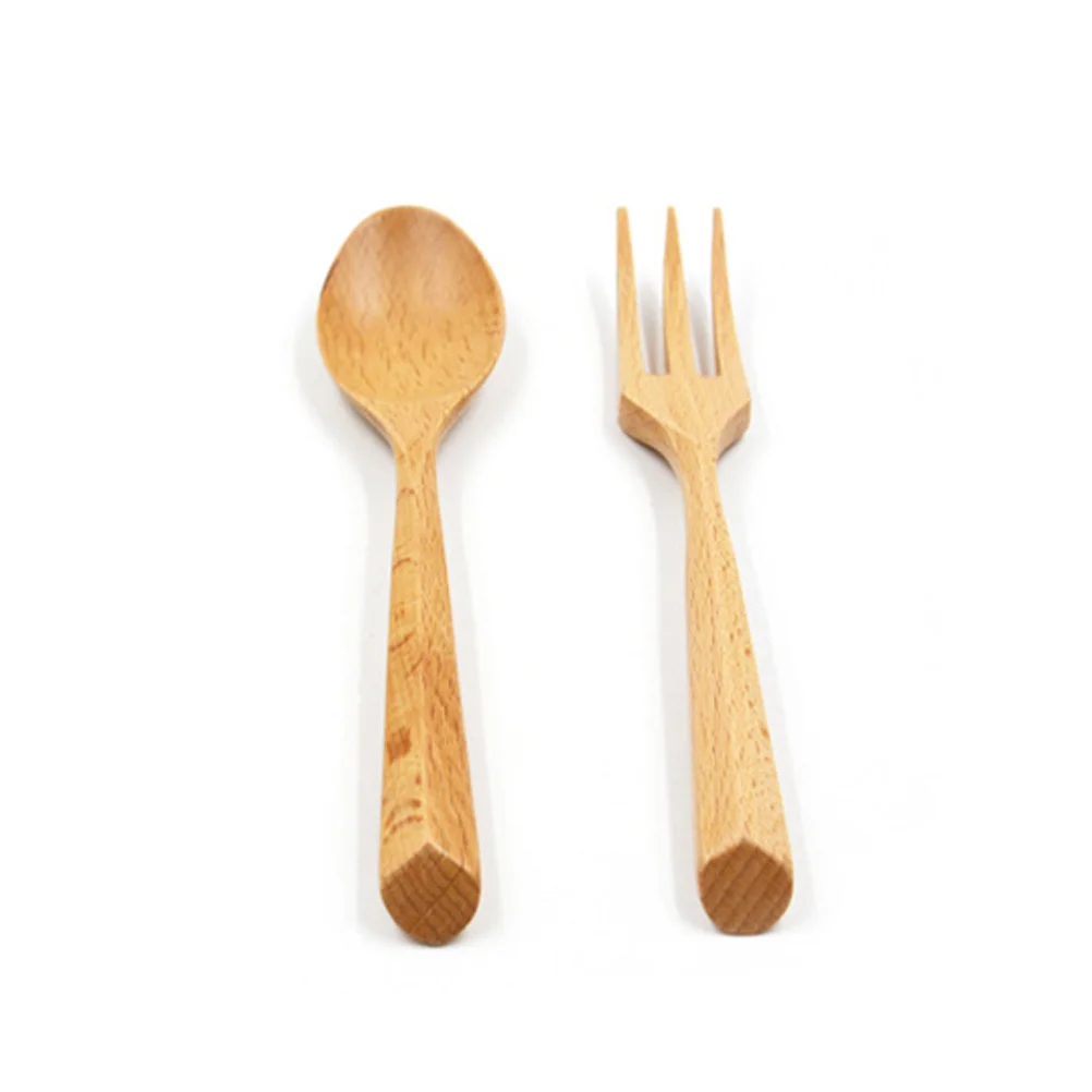 

4pcs Beech Wood Fork Smooth Handle Dining Tableware For Western Food Fruit Cake Bread Serving Wooden Dinner Fork Kitchen Barware