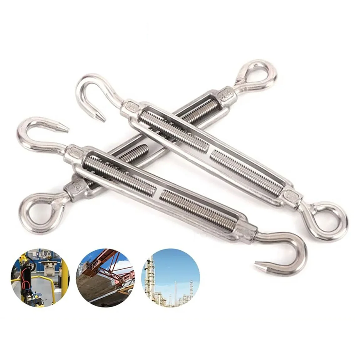 1Pcs 304/316 Stainless Steel  M4~M24 Adjustable Chain Sling Hook Steel Wire Rope Kit OO OC CC Type Cable Tensioning Device