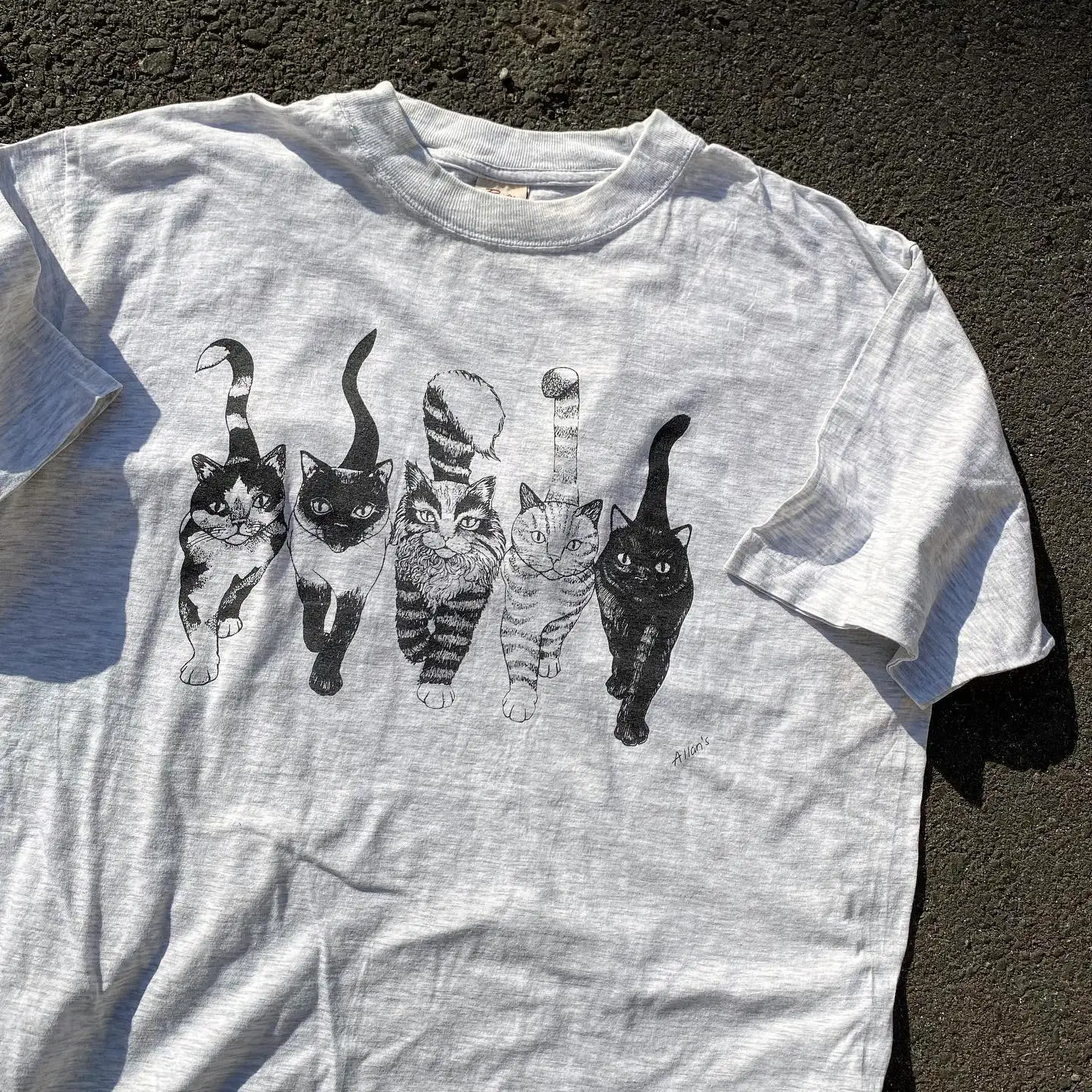 Hand-Drawn  Sketch T-Shirt Couple Summer Short Sleeve Retro Healing Style Cotton round Neck Standard Fit Skin-friendly Bre...