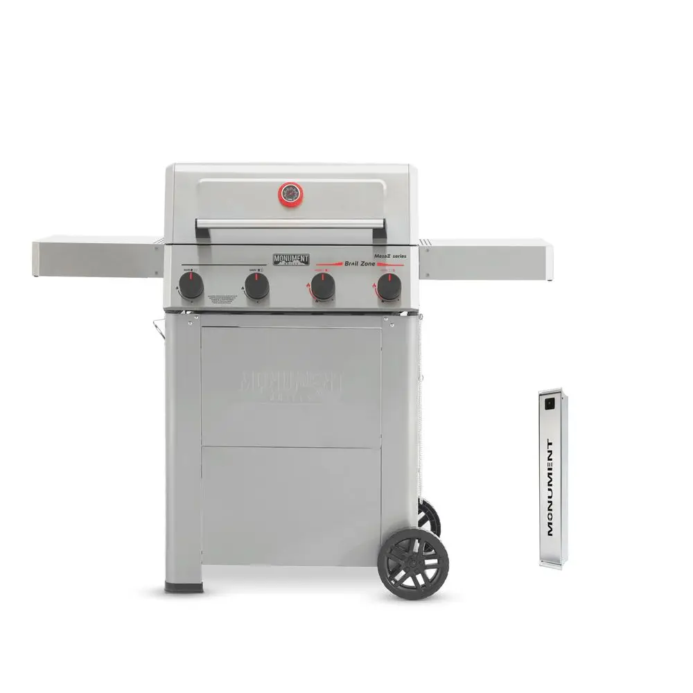 

4 Burner Propane Gas Grill with Advanced Broil Zone, Stainless Steel Barbecue M2 Grill with Smoker Box, Foldable Side Shelves,