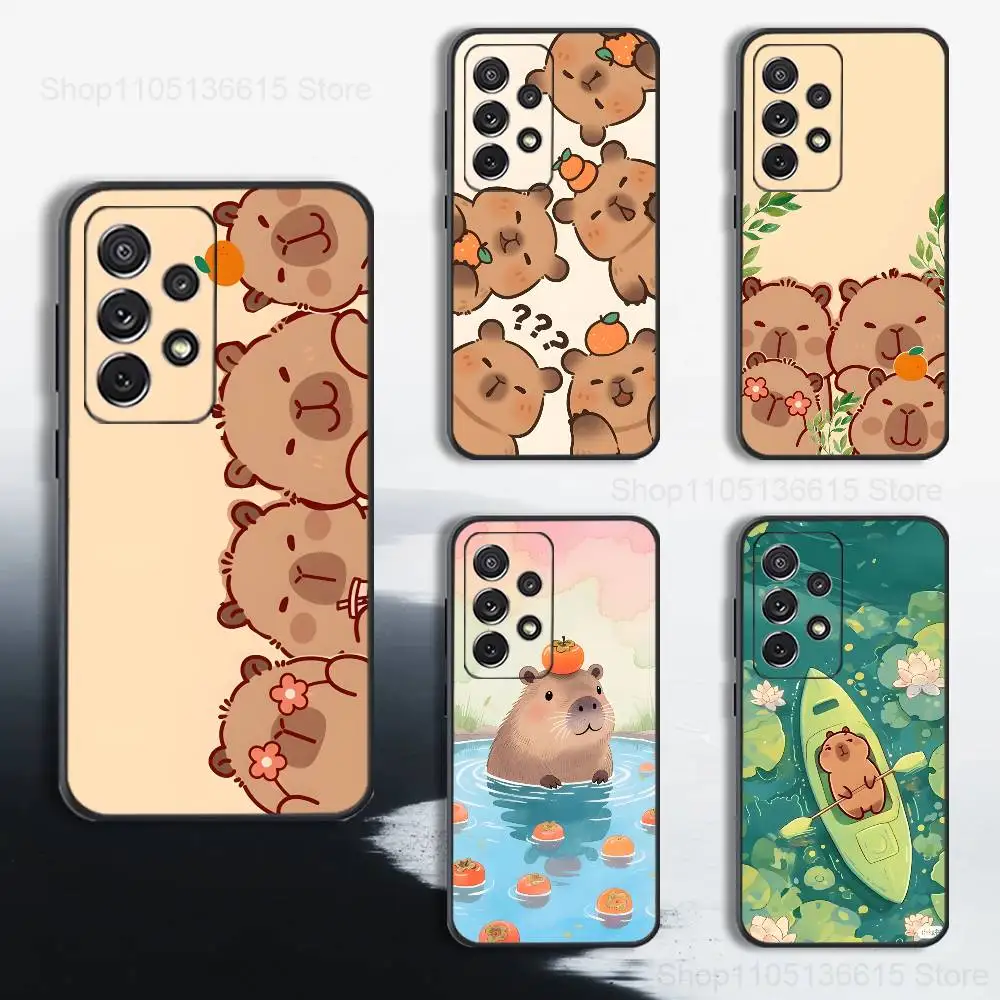 

Capybara Painting Cartoon Case For Samsung S22,S25,S24,S23,Ultra,FE,S20,S10,Plus,S21,S9,Lite,Soft Silicone Black