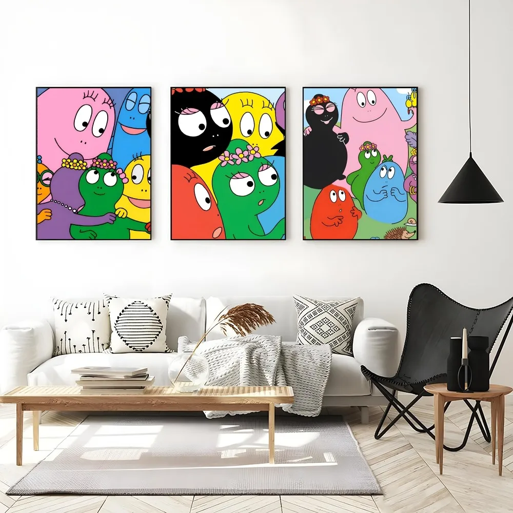 1PC Anime B-Barbapapa Poster Self-adhesive Art Waterproof Paper Sticker Coffee House Bar Room Wall Decor