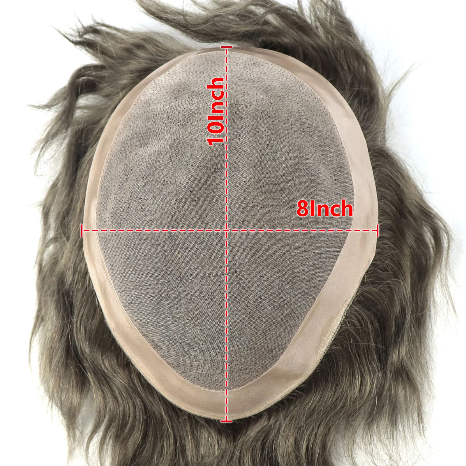 وحدة شعر بشري بني وحدة شعر مستعار للرجال قطعة شعر أحادية قابلة للتنفس مع قاعدة PU 8 × 10 بوصة نظام استبدال الشعر للرجال #3