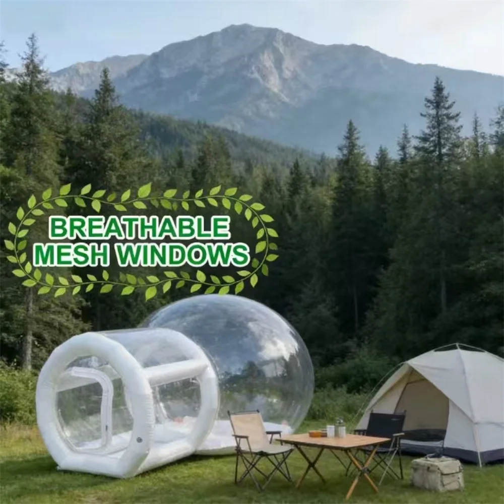 Casa de Burbujas Transparente Inflable, Fácil de Instalar, con Ventilador, para Campamentos al Aire Libre, Fiestas y Decoraciones Navideñas.