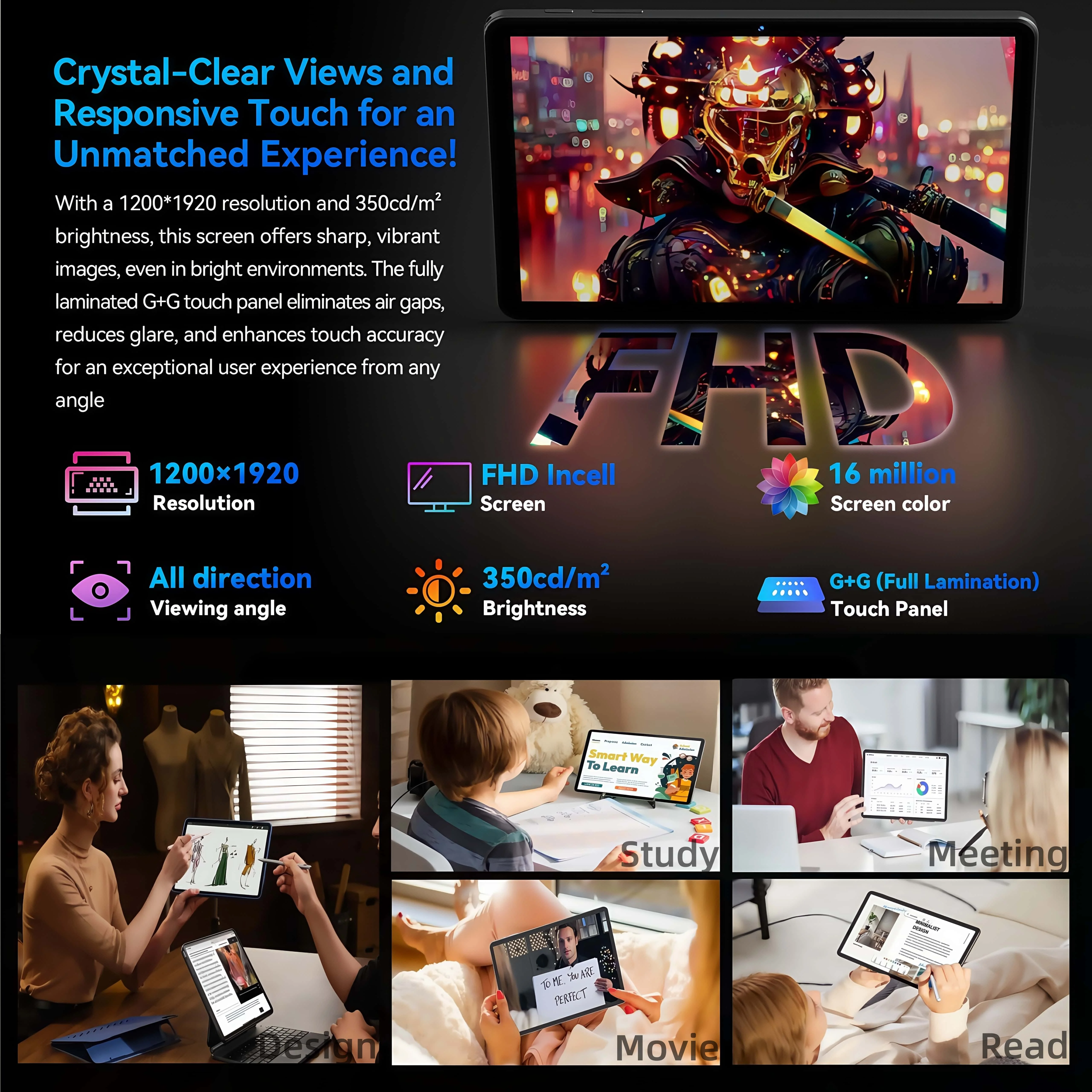 Headwolf WPad6 Android 15 Tablet 10 polegadas 4 + 4GB Ram128GB ROM Wifi Tablet PC 6000 mAh bateria