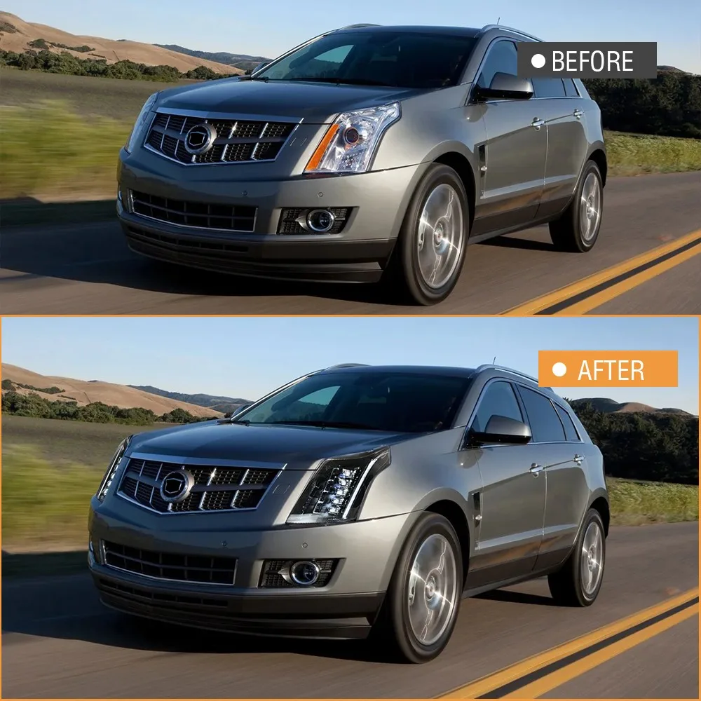 

LED Headlight Assembly For 2010-2016 Cadillac SRX Black Full LED Projector Headlights Sequential Signal