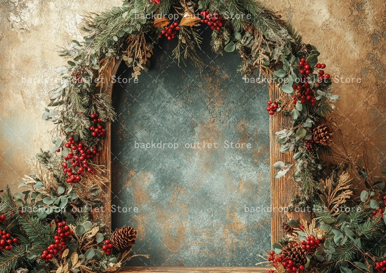 Mehofond عيد الميلاد قوس جدار خلفية التصوير الفوتوغرافي أوراق الصنوبر بوهو ريد الشتاء الكبار الحوامل صورة كابينة تصوير خلفية