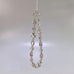 Y2K Cell Phone Charm Strap Shining Silver Hand Beaded Bracelet Anti-drop Moble Phone Keychain Lanyard For Girl Woman Gifts