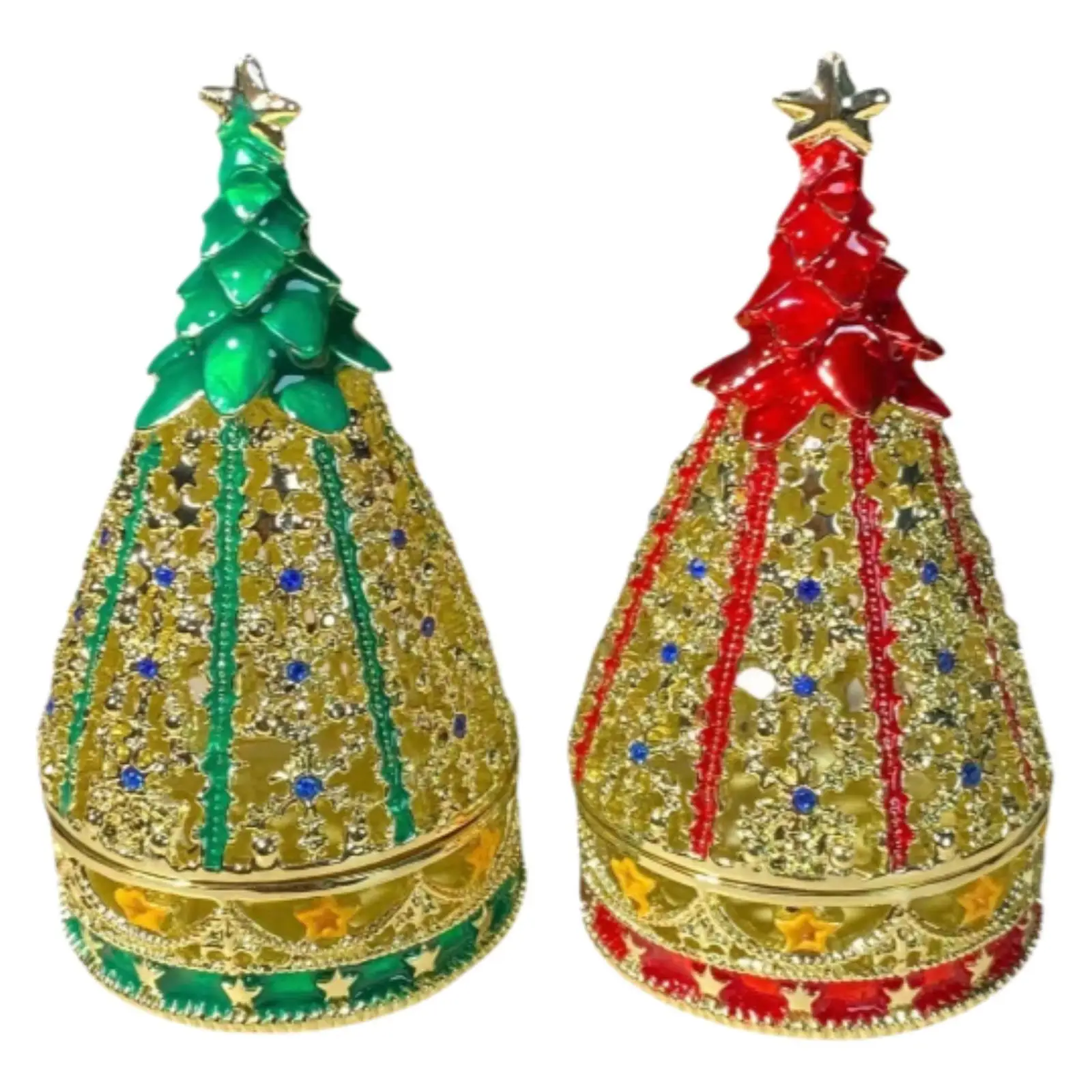 

Christmas Tree Decorative Home Decoration Classic Ornaments Craft Gift Handmade Decorated Collectible Hinged Jewelry Trinket Box