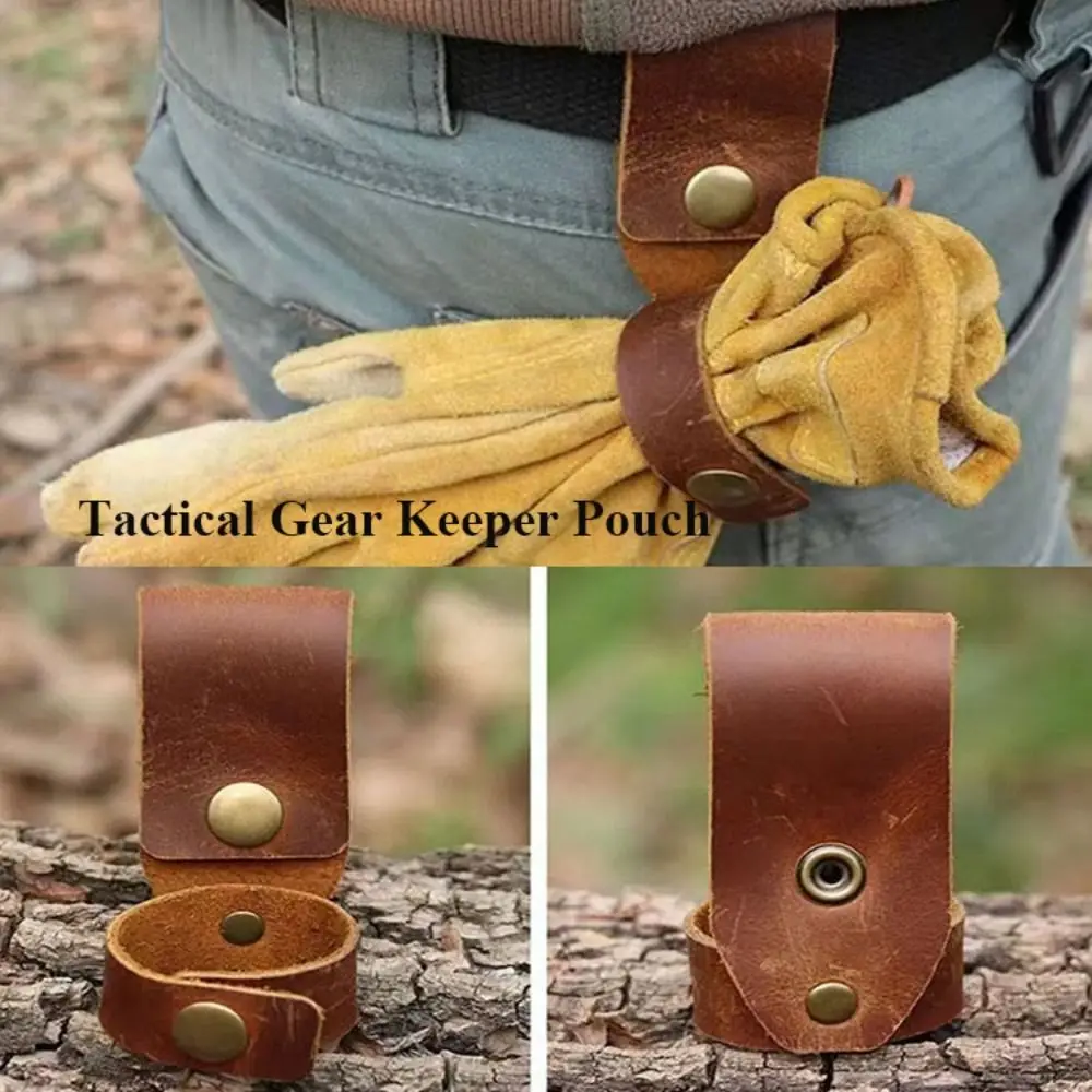 Brown Mountaineering Leather Buckle New 10*3cm Leather Gloves Pouch  Gear Keeper Camping Tool Accessories