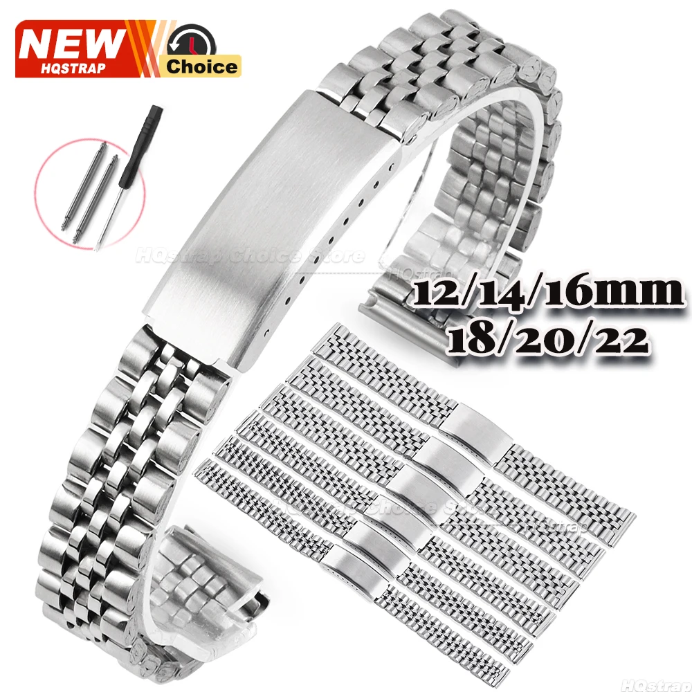 Edelstahl-Uhrenarmband, Universalarmband, 12 mm, 14 mm, 16 mm, 18 mm, 20 mm, 22 mm, faltbare Sicherheitsschnalle, Herren- und Damenarmband, Uhrengürtel