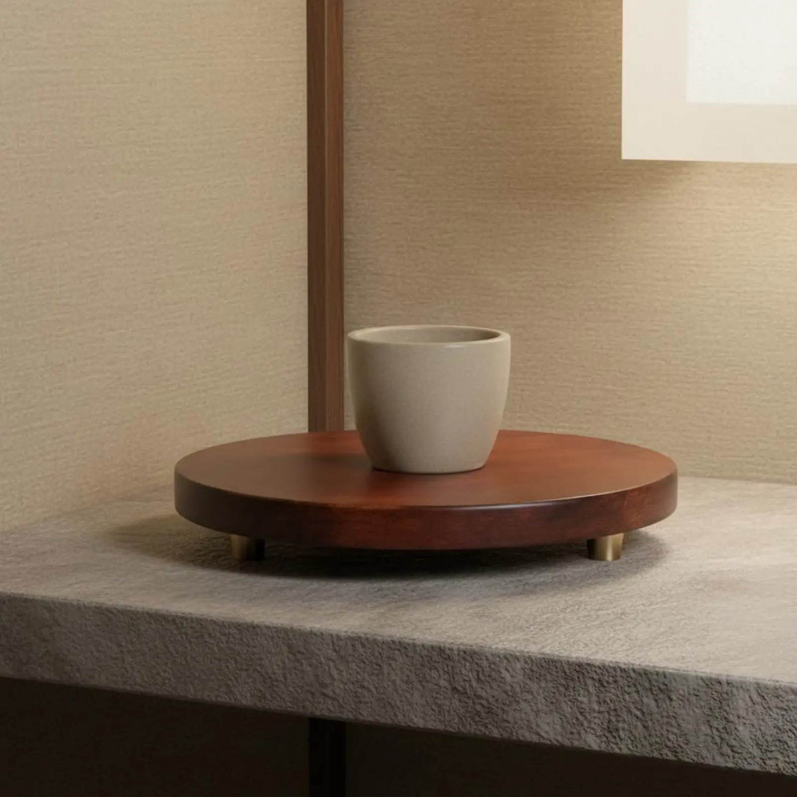 Round Wooden Base Multipurpose Wooden Pedestal Stand Wood Plant Pot Holder Sturdy Desktop Display Base