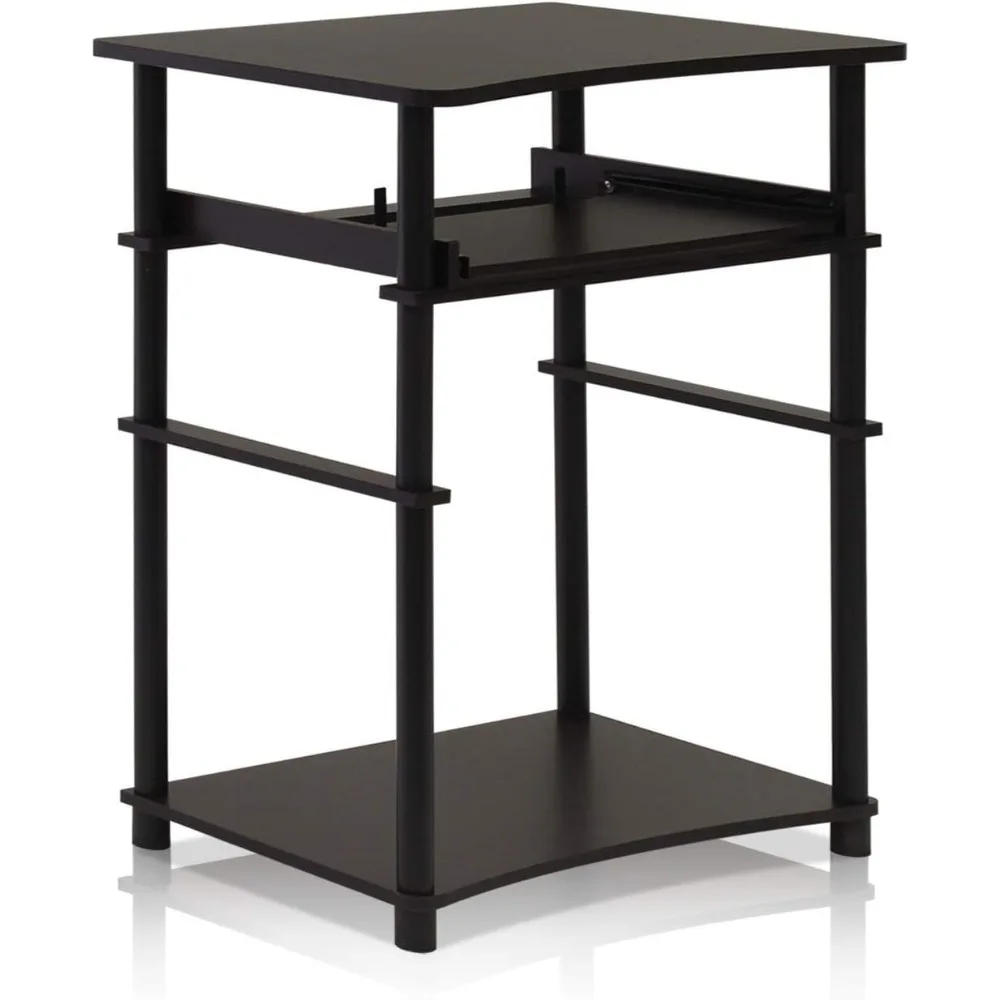 

Компактный стол для домашнего офиса с полками для хранения, отделка черного цвета эспрессо для учебы или игр