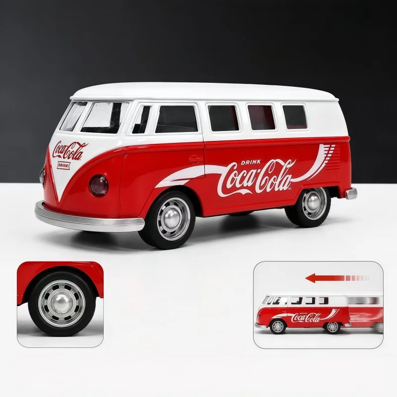 Retro-Klassikbus im Maßstab 1:36, Modellauto aus Zinklegierung, Rückziehfahrzeug mit aufklappbaren Seitentüren, Gummireifen, realistisch – Detail 2