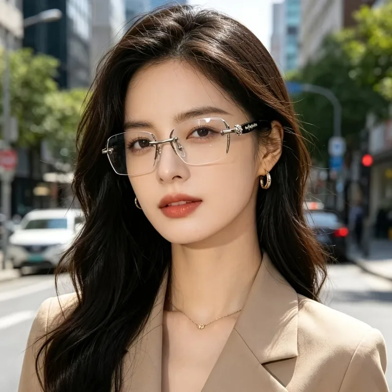 1/2pcs Unisex Y2K Retro Rectangular Diamond‑Cut Rimless Eyewear, Ultra‑Light with Delicate Floral Design