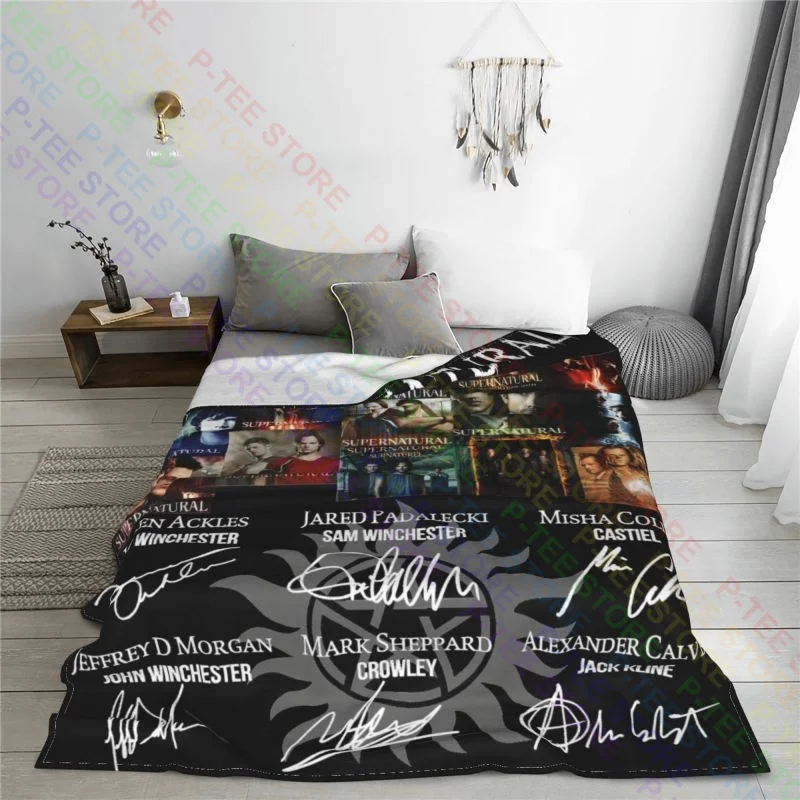 Supernatural 15 Years Of Anniversary Thank You For The Memories Blanket Raschel Bedspread Bedding Travel