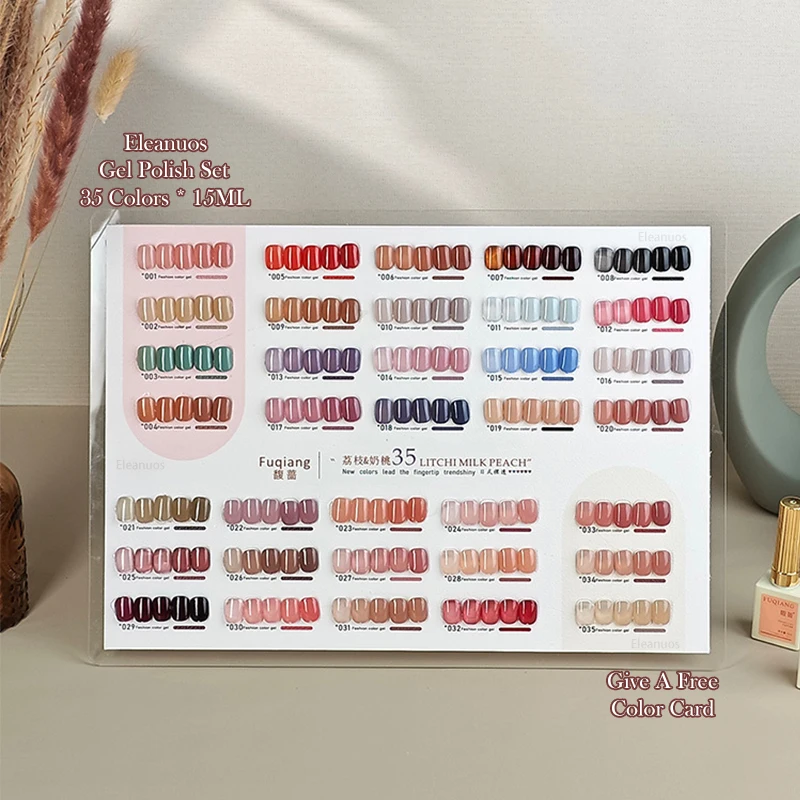 35 Colors Ice Translucent Jelly Gel Polish Litchi Milk Peach Sheer Soak Off UV LED Semi Permanent Nail Art Varnish Manicure Kit