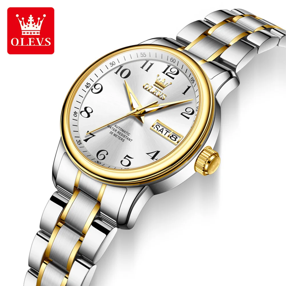 

Бренд OLEVS, оригинальные женские механические часы, модные автоматические наручные часы, элегантные женские часы, водонепроницаемые часы с двойным календарем