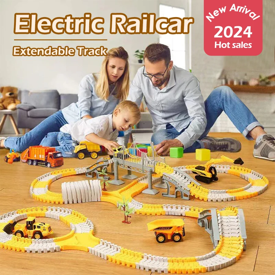 Bambini pista elettrica giocattolo ingegneria Minin Car Set Puzzle Boy Toys Track Car Train Toys For Children compleanno regali di natale