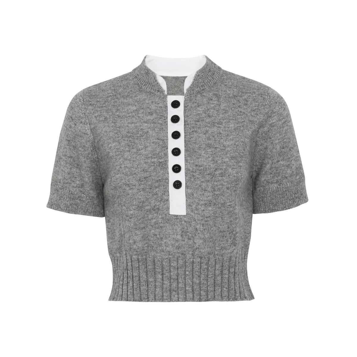 

2603 High-Quality Summer New Fashionable Elegant Commuting Style Denim Patchwork Knitted Women's Short-Sleeved Top T-Shirt