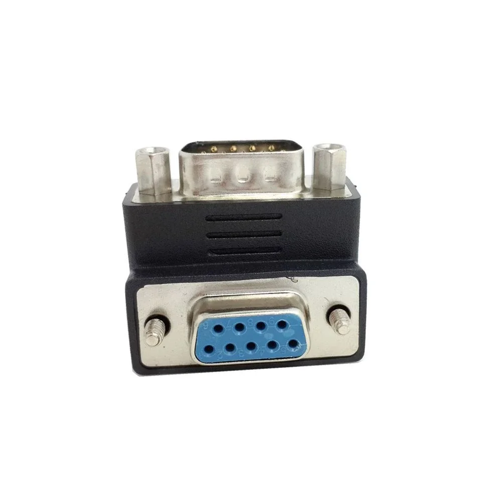 DB 9-pin serial port DSUB male to female with screw 90 degree up and down bending adapter