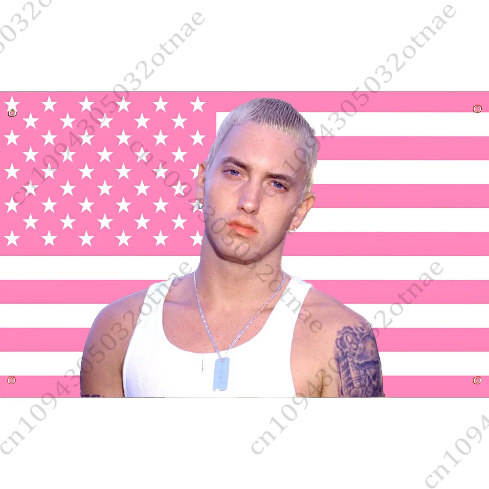 Rapper E-EminemS American Pink Flag Tapestry Funny Banner For College Dorm Room Bedroom Outdoor Living Room Wall Art Decor Party