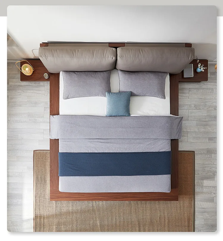 ！@Factory Hot Sale Modern King Queen Japanese Tatami Platform Bed  Double Reversible Faux Leather Upholstery Bedroom Furniture