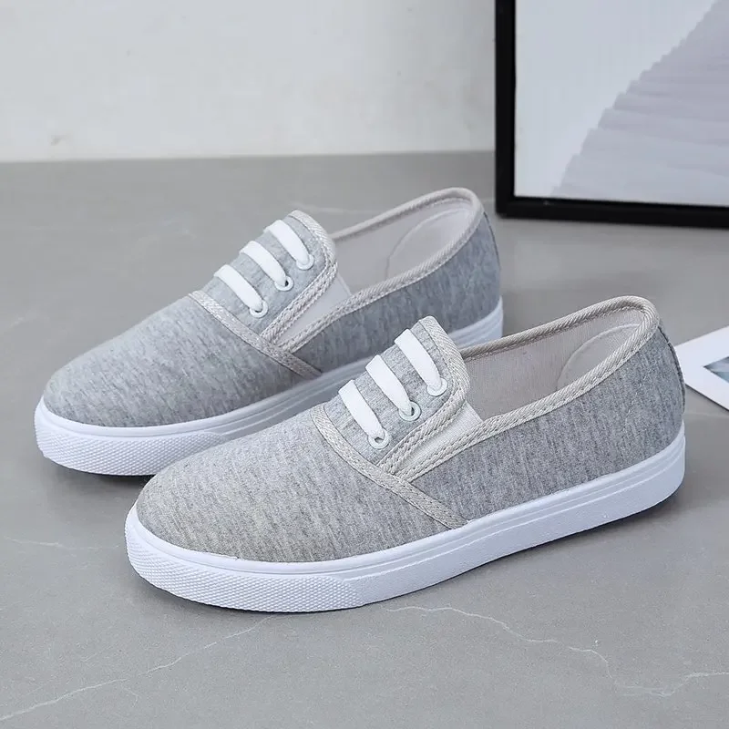 Women  Canvas Slip on Flat Shoes Ladies Black Loafer Black Woman Sneakers Casual Shoes Flats Non-slip One-stepper canvas shoes