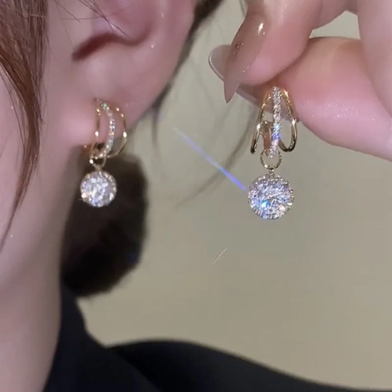 

Trendy Shiny Crystal White Zircon Water Drop Earrings for Women Fashion Vintage Gold Color Dangle Earring Wedding Jewelry Gifts