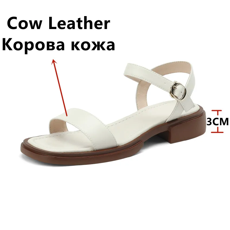 FEDONAS 2025 Summer Women Sandals Low Heels Basic Genuine Leather Office Ladies Casual Outdoor Shoes Woman Concise