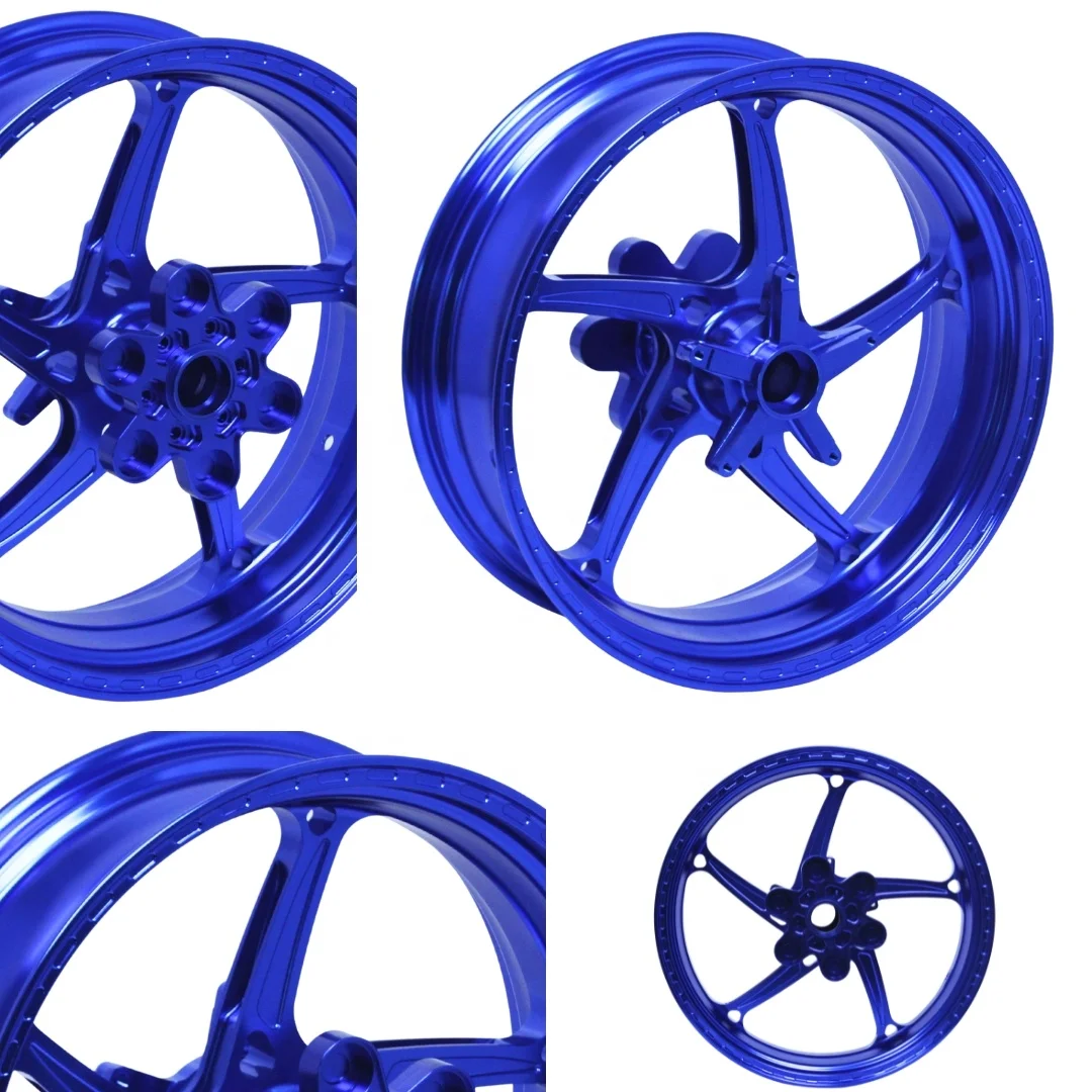 Custom CNC Finish Blue Color Aluminum Motorcycle Wheels 17 Inch For Yamaha R6 YZF Series YZF-R6