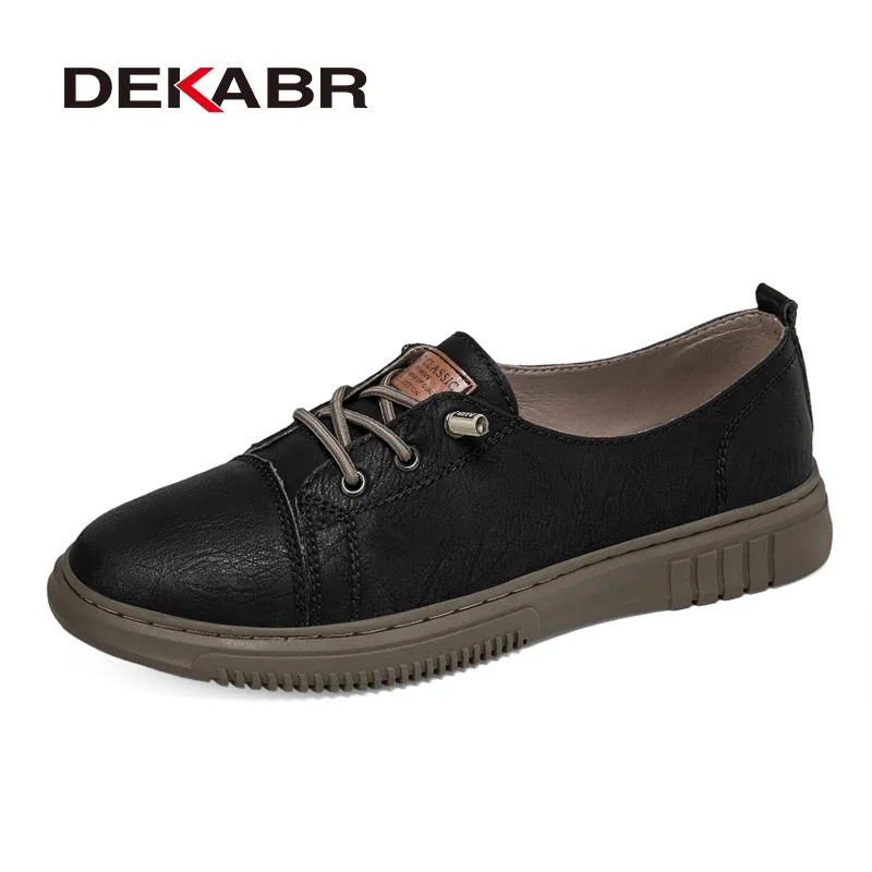 DEKABR Men's Casual Shoes Spring Autumn Leather Anti-Skid Breathable Fashion Slip On Lightweight Skateboard Shoes Size 36-47