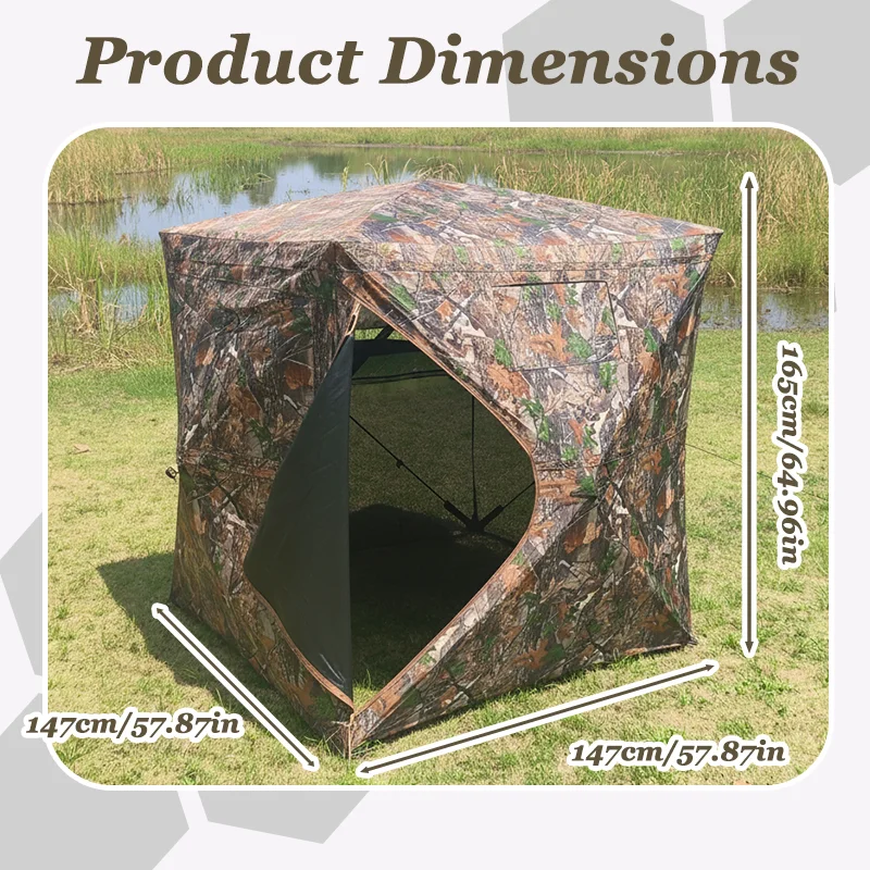 Pop Up Camo Hunting Blind 270 Degree View Mesh Window Lightweight for Deer Turkey Hunting Bird Watching