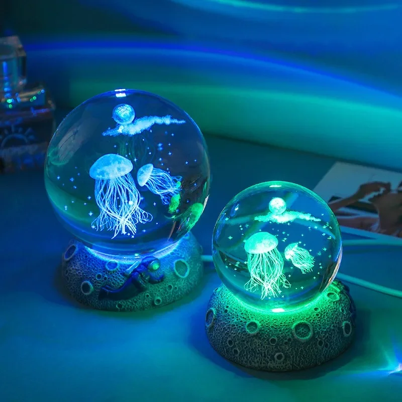 USB LED night light, Galaxy Crystal Ball lamp, 3D planet moon lamp, home decoration