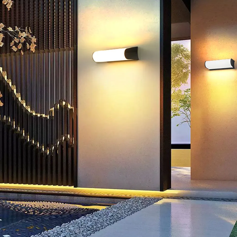 

Modern Porch Lights Aluminum 11W/21W Horizontal Up and Down Wall Mount Light AV85-265V IP65 Waterproof Bedroom Wall Sconce Fixtu