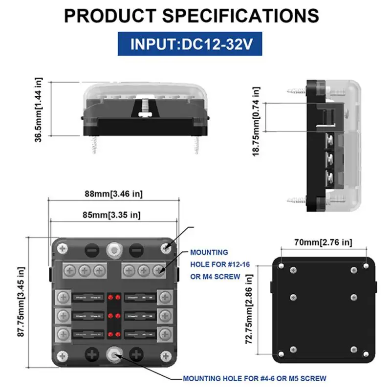 Sleek Blade Fuse Block Versatile Car Fuse Holder Auto Parts Led Indicator Light Efficient User-friendly Fuse Connector Switch