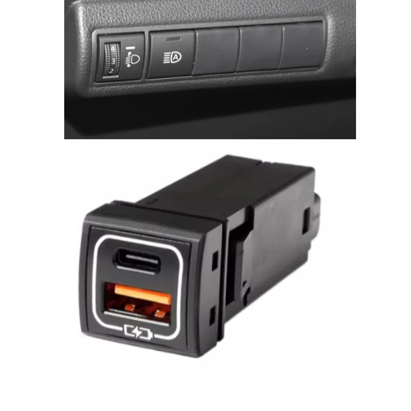 

Автомобильная двойная USB-розетка QC3.0 типа C для Toyota Highlander Land Cruiser Prado 150 Rav4 Camry Corolla 18-22