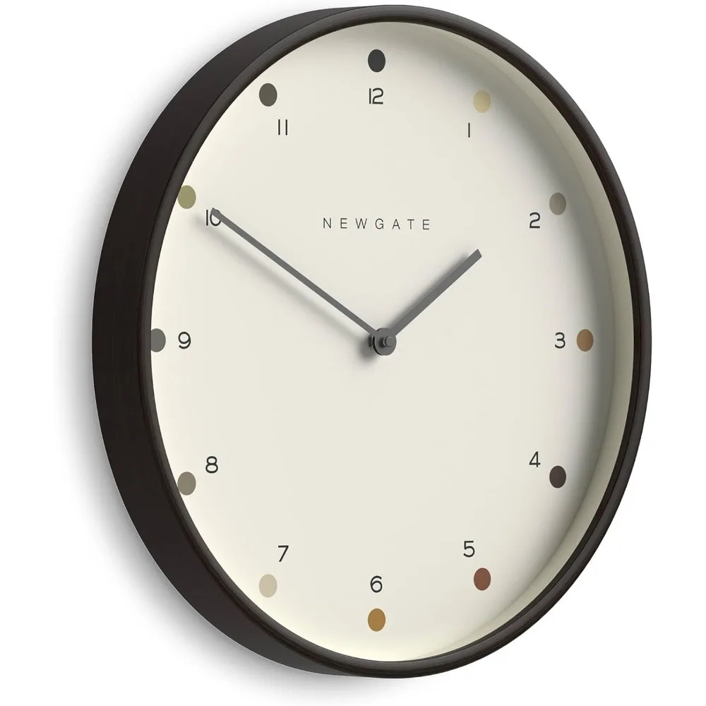 Grande orologio da parete in compensato in stile scandinavo |   Struttura in legno scuro da 40 cm con quadrante a pois di design |   Moderno e minimalista