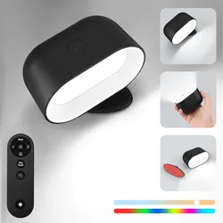 Wireless Remote Control Wall Lamp Touch Control 360 Rotatable RGB Color USB Recharge Night Light For Bedroom Reading Lamp