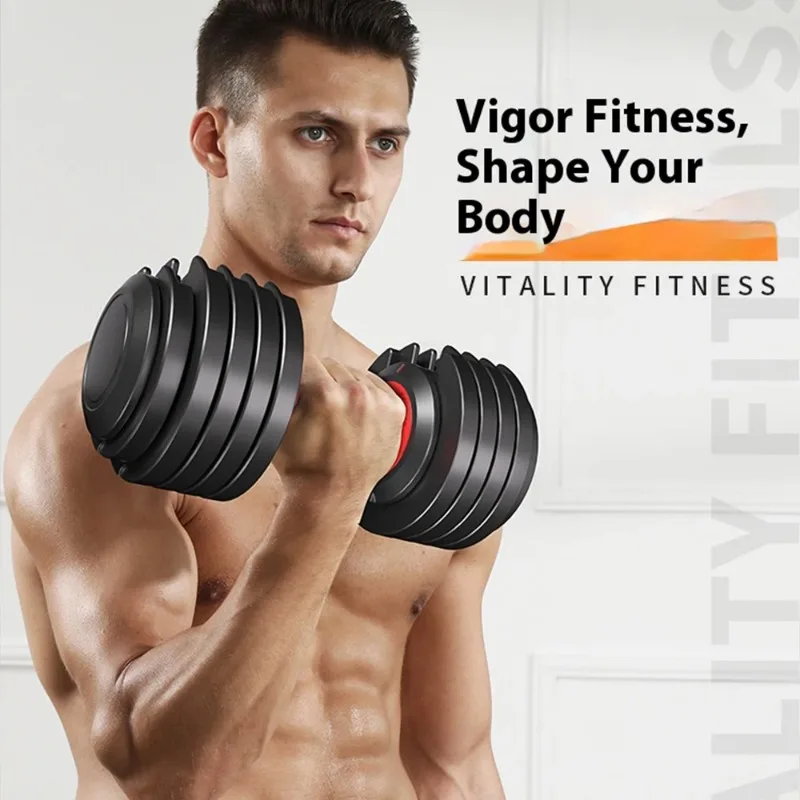Adjustable Dumbbell Fitness Home Set Gym Dumbbells Quick Weight Adjustment Rotating Design Exclusive Base Easy To Store Lock