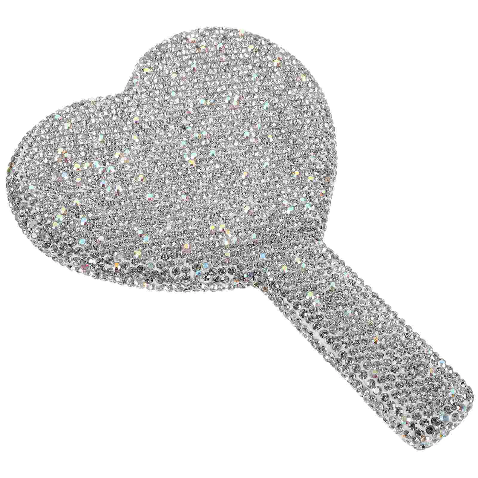 

Heart Shaped Mirror Bling Hand Held Mirrors Crystal Makeup Tote Travel Purse Round Miss The