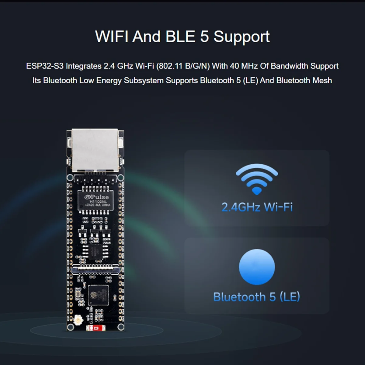 AU32-ESP32-S3-POE-ETH ESP32-S3 Ethernet Development Board Support PoE Dual-Core Wi-Fi and Bluetooth Wireless USB Type-C Port