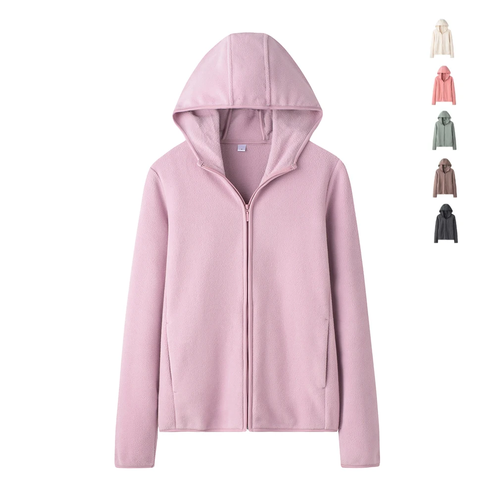 

Double-Sided Fce Hooded Jaet Women's Autumn Winter Sweatirt Coat Polyester Fiber Zipper Design Regular Sve Long Sve