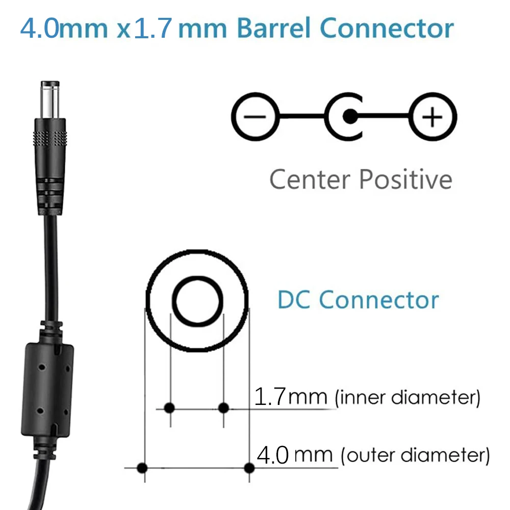 15W AC Power Adapter Cord AC to DC 12V 1.25A 500mA Power Supply Adapter, Plug 4.0mm x 1.7mm for Echo Dot 4th Generation 2020 etc