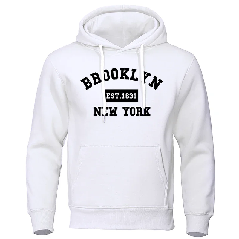 

New York Brooklyn Print Hooded Sweatshirt Loose Pullover Soft Fleece Hip Hop Clothes Fashion 1631