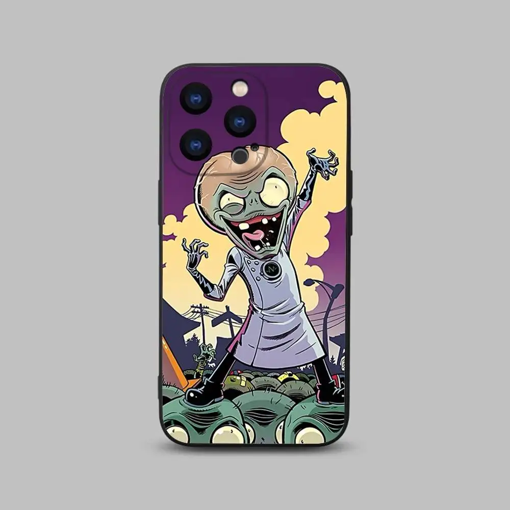 حافظة هاتف P-Plants vs Cool Z-Zombies لهاتف iPhone 17,16,15,14,13,12,11,Pro,Max,Plus,X,XS,SE4,E,Mini,Soft Black Case