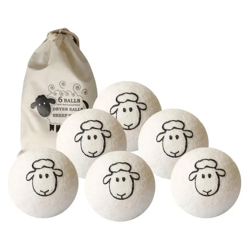 6pcs Reusable Wool Dryer Balls Clothes Ball 7cm Drying Washing Balls Home Wool Dryer Balls Washing Machine Accessories