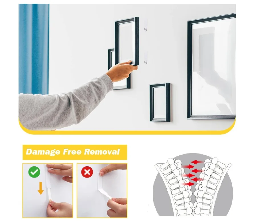 Dual Lock Picture Hanging Strips Heavy Duty picture Hangers for Walls Damage Free Removal Wall Picture Hangers Without Nails
