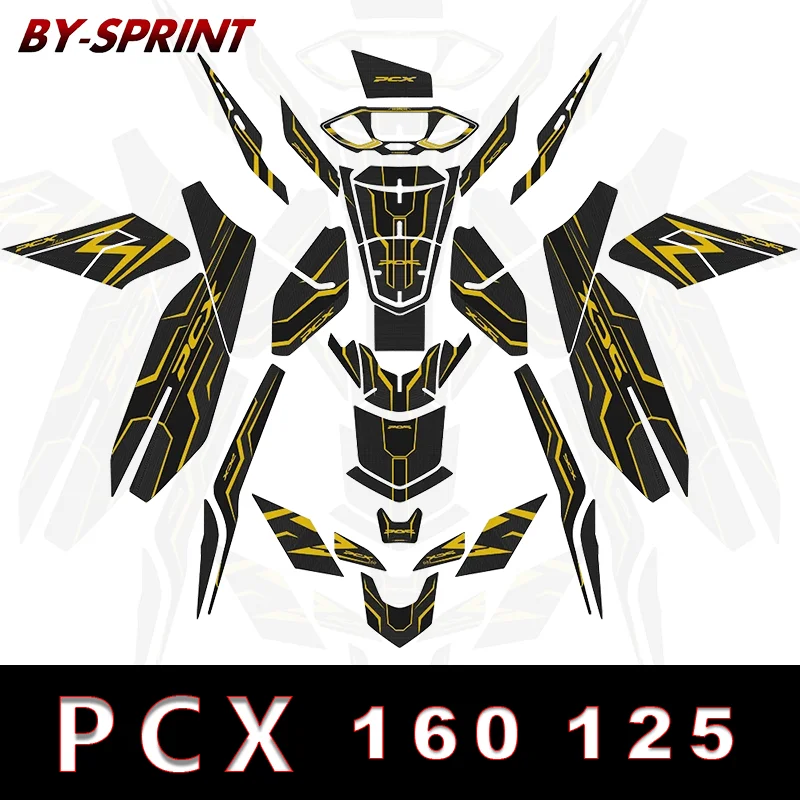 

NEW 3D Gel Motorcycle Strong Vinyl Sticker Fairing Whole Body Decal Accessories For HONDA PCX125 PCX160 2021 PCX 160 125 Gold