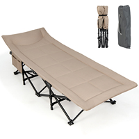 Cot with comfortable cotton filling [integrated pillow & mattress], folding camping bed up to 200 kg load-bearing, folding bed